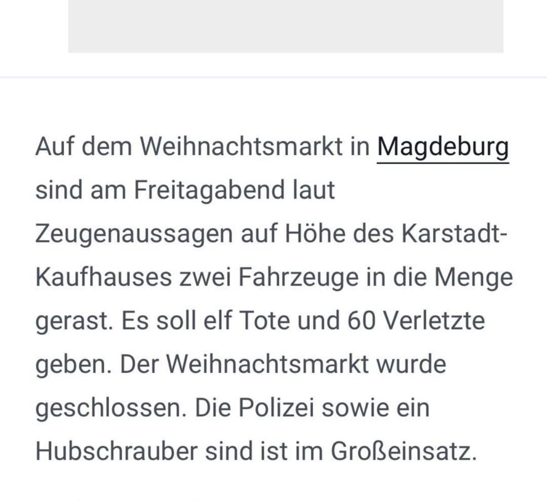 kevinlovesmma's tweet photo. Letzte Woche mit der Freundin noch genau da langgelaufen.. 3 meiner Freunde wurden erwischt, alle zum Glück noch am Leben. Ich hoffe du verrottest in der untersten Hölle, du erbärmliches Stück Dreck. 
#Magdeburg #weihnachtsmarkt https://t.co/fyo9MnQLHV