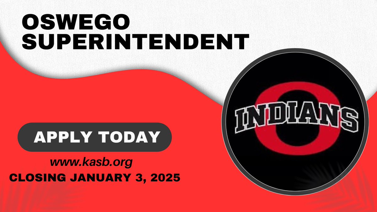 Apply today to join the Oswego district team as their next superintendent! #BelieveAchieveSucceed
You can apply here ➡️ kasb.org! <a href="/Oswego504/">Oswego Schools #504</a> <a href="/KASBPublicEd/">Kansas Association of School Boards</a> <a href="/USAKansas/">USA-Kansas</a> <a href="/DrBrittonHart/">Dr. Britton Hart</a>