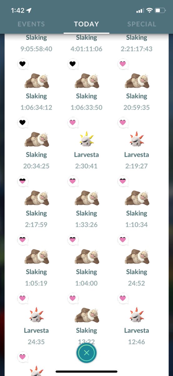Adri100_'s tweet photo. What do your gym defenders look like ? I’m all about the #Slaking and #Larvesta army!

#PokemonGO https://t.co/e1bQxH7JjE