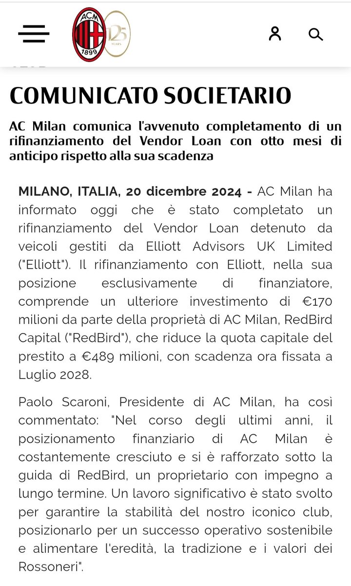 Le mie impressioni su questa importantissima notizia: come avevo sempre detto Cardinale non avrebbe perso il Milan alla stregua di un cinese qualsiasi. Possiede mezzi e capacità per far fronte a questo investimento ma le tempistiche sono state evidentemente rimodellate per