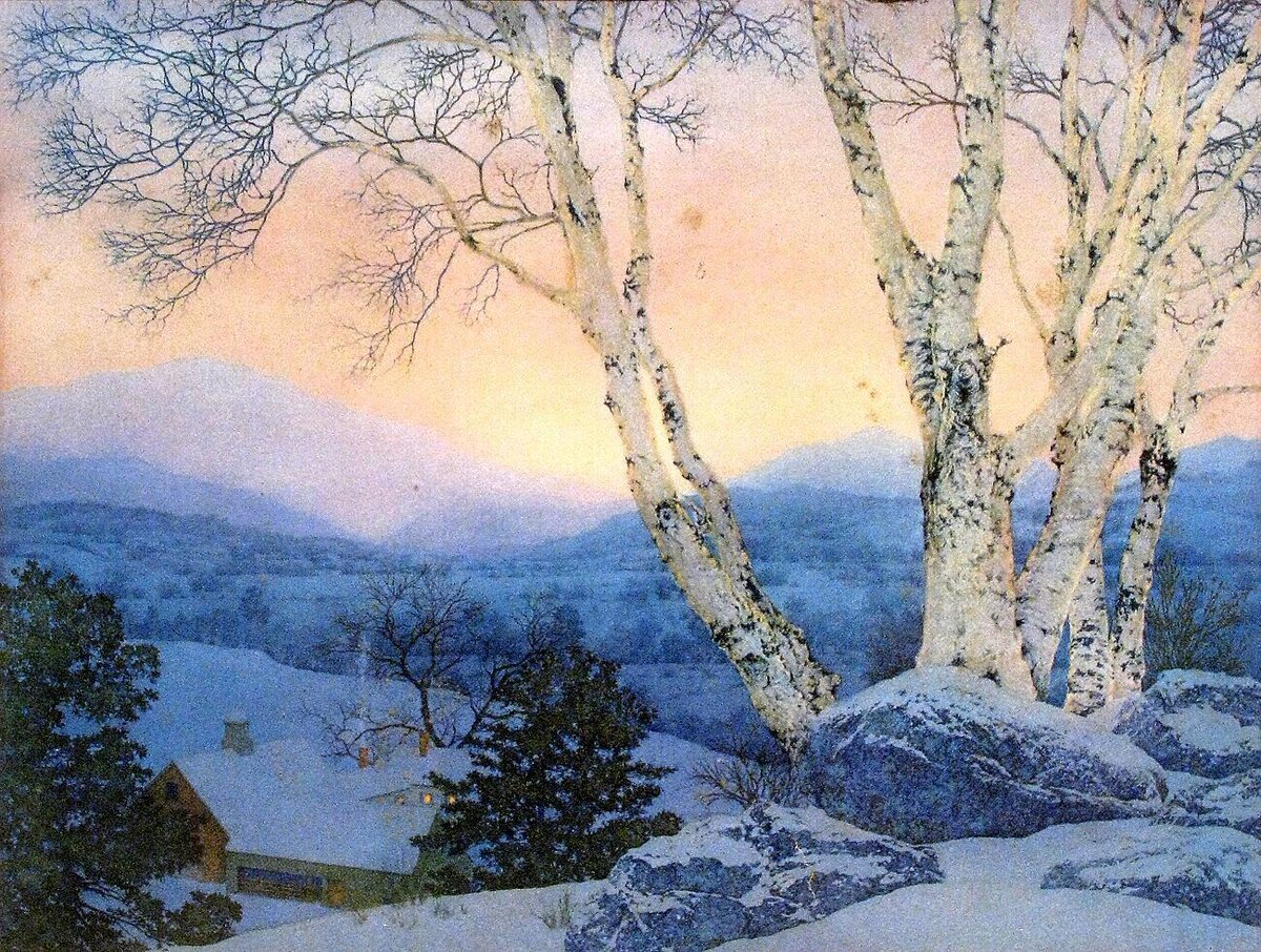 For some souls, holidays dull the pain; for others they sharpen it. Protect yourself. It's okay to say, "I can't (FITB) I used up my emotional bandwidth just breathing." 
And buy yourself something that makes you smile!
Maxfield Parrish, Birches in Winter Christmas Morning 1946a