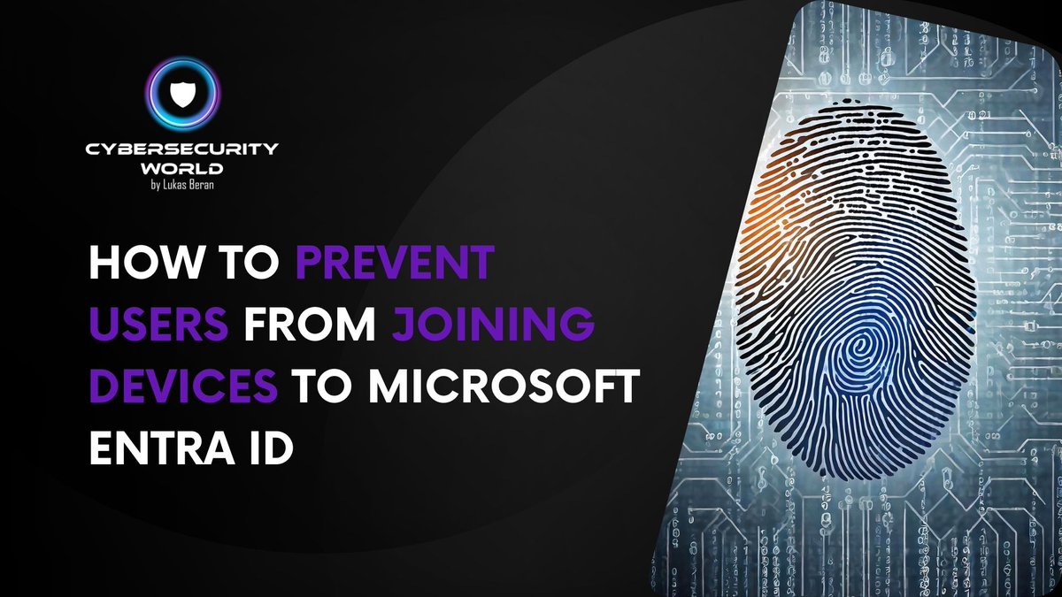 lukasberancz's tweet photo. HOW TO PREVENT USERS FROM JOINING THEIR DEVICES TO MICROSOFT ENTRA ID

By default, all users can join devices to Microsoft Entra ID. This can be risky because users can add their personal computers to Microsoft Entra ID, which is usually undesirable.

However, this is even more of a problem when a user account is compromised, and an attacker would join their own computer to Microsoft Entra ID. Such a computer could then potentially become compliant and gain access to internal applications and services, or bypass some of the restrictions from which compliant devices are excluded. In fact, very often MFA is not required from compliant devices.

📺 Watch my YouTube video bellow for more details 👇 👇
https://t.co/R508epgtS3

#cswrld #videotutorial #entraid #cybersecurity #tips #devicejoin