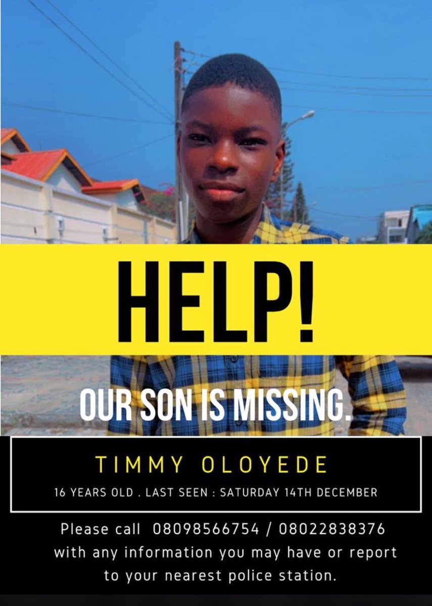 Guys please my cousin’s kid has been missing since 14th of December, last seen in epe area of Lagos, please please help retweet 🙏🏻🙏🏻🙏🏻🙏🏻