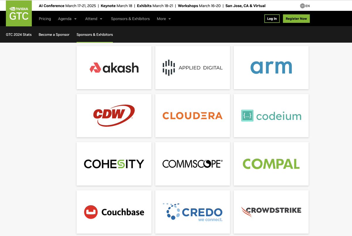 Akash is officially sponsoring NVIDIA GTC '25.

This is an excellent opportunity for AI and machine learning developers to discover the massive potential of the Akash Supercloud.