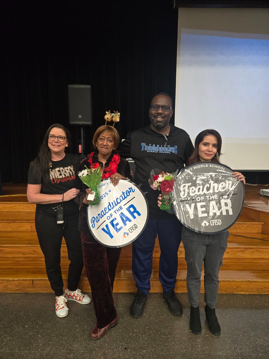 We are thrilled to announce our Teacher of the Year Ms. Del Valle and Para of the Year Ms. Green! 🎉 These incredible teachers go above and beyond to make a lasting impact on our students, fostering growth, learning, and a sense of belonging every single day.

#RTP #CFISDspirit