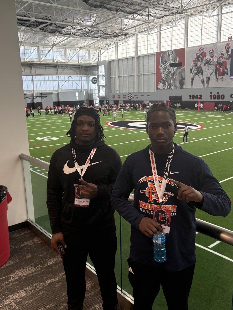Bright future for these two 9th grade <a href="/NCWarriorsFB/">North Cobb Warriors Football</a>! At <a href="/GeorgiaFootball/">Georgia Football</a> bowl practice today! <a href="/northcobbOLine/">NC Warriors OL</a> <a href="/NCHSrecruit/">North Cobb HS Recruiting</a> <a href="/NCTouchdownClub/">North Cobb Touchdown Club</a> <a href="/nchswarriors/">North Cobb Athletics</a> <a href="/Azizhelm6/">AzizHelm2028</a> <a href="/zachary_belyeu1/">Zachary belyeu</a>