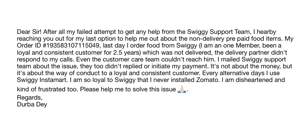 DurbaDey14's tweet photo. @phanikishan Swiggy Delivery Partners are Scamming customers. Please help me out with my issue. I have tried to reach every support team, but they didn’t help. https://t.co/aCKMuURRA8