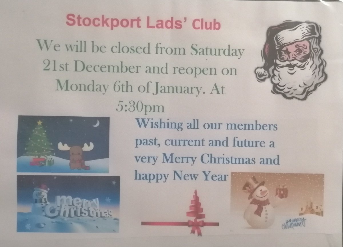The club will close following this Friday session and re-open on Monday 6 Jan (usual opening times)
Wishing all our members past, present and future a wonderful Christmas and peaceful New Year 🎄☃️