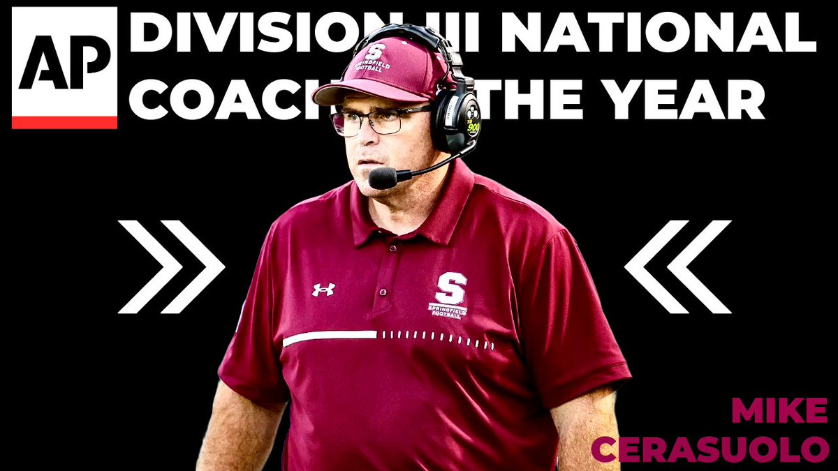 NEWMACsports's tweet image. Mike Cerasuolo of @SC_Pride has been named the @AP Division III Football National Coach of the Year!

He becomes the first coach from the New England region to earn the prestigious honor.

🔗 ow.ly/vJ9550UuYMM

#GoNEWMAC // #WhyD3