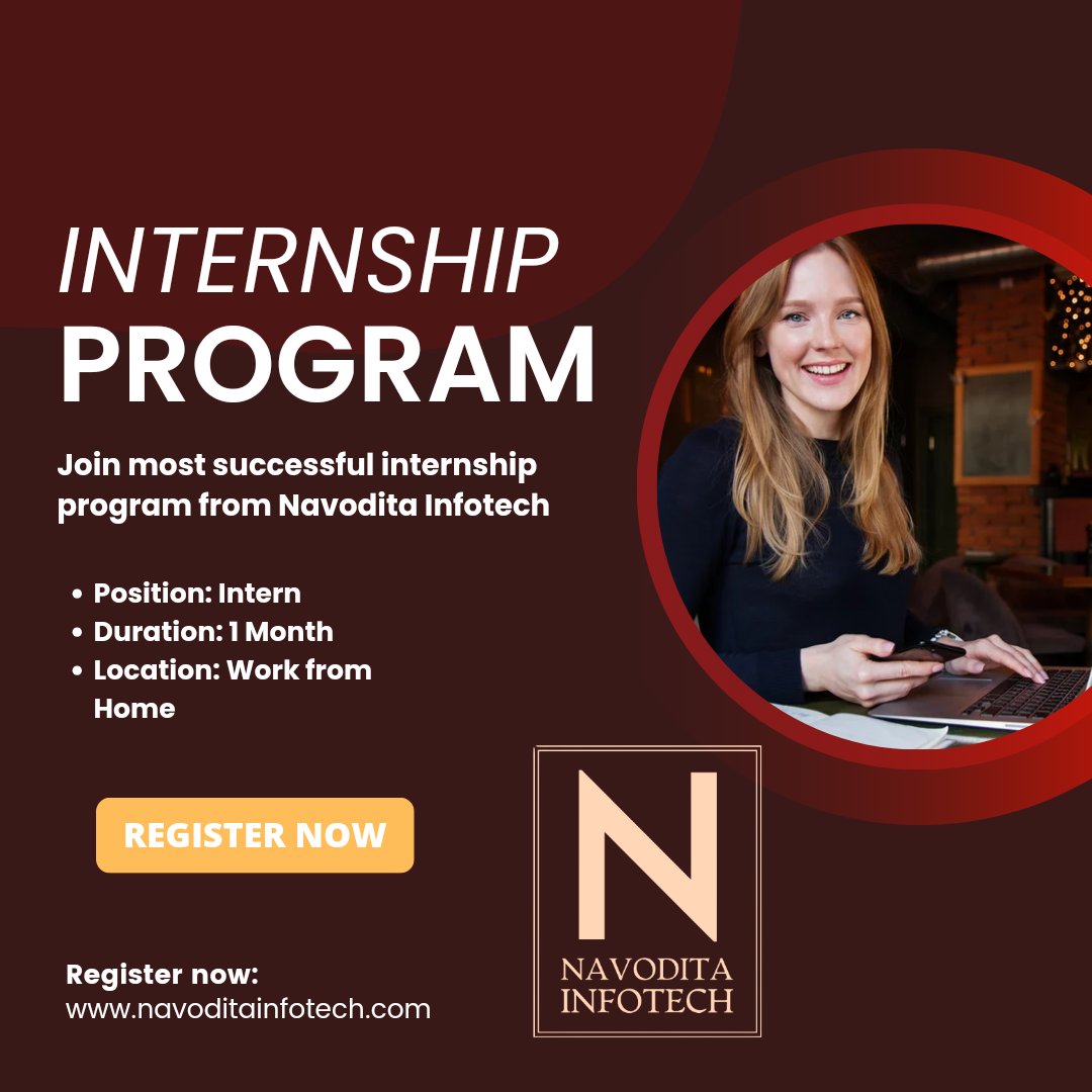 navinternship's tweet photo. Internship Program from Navodita Infotech - 26th December Batch
Last Date to Register: 24th December 2024
Registration Link: https://t.co/HJs9MlNf8K https://t.co/ODTDyVfCNH