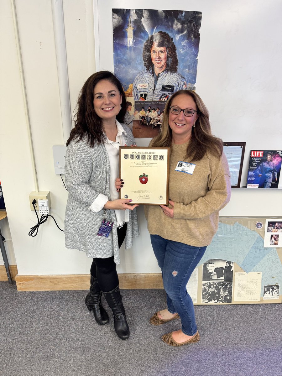 Such a great morning in Ms. Bleier’s class at Concord High School
talking about the life of Christa McAullife! Honored to show a pin that was on the Challenger!! #nhpolitics