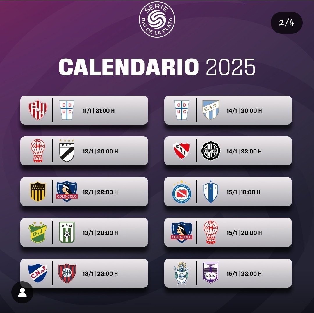 Colo Colo enfrentará a Peñarol y a Huracán en la Serie Río de La Plata que se jugará en Uruguay.
Acá las fechas. ⬇️ <a href="/ESPNChile/">ESPN Chile</a>