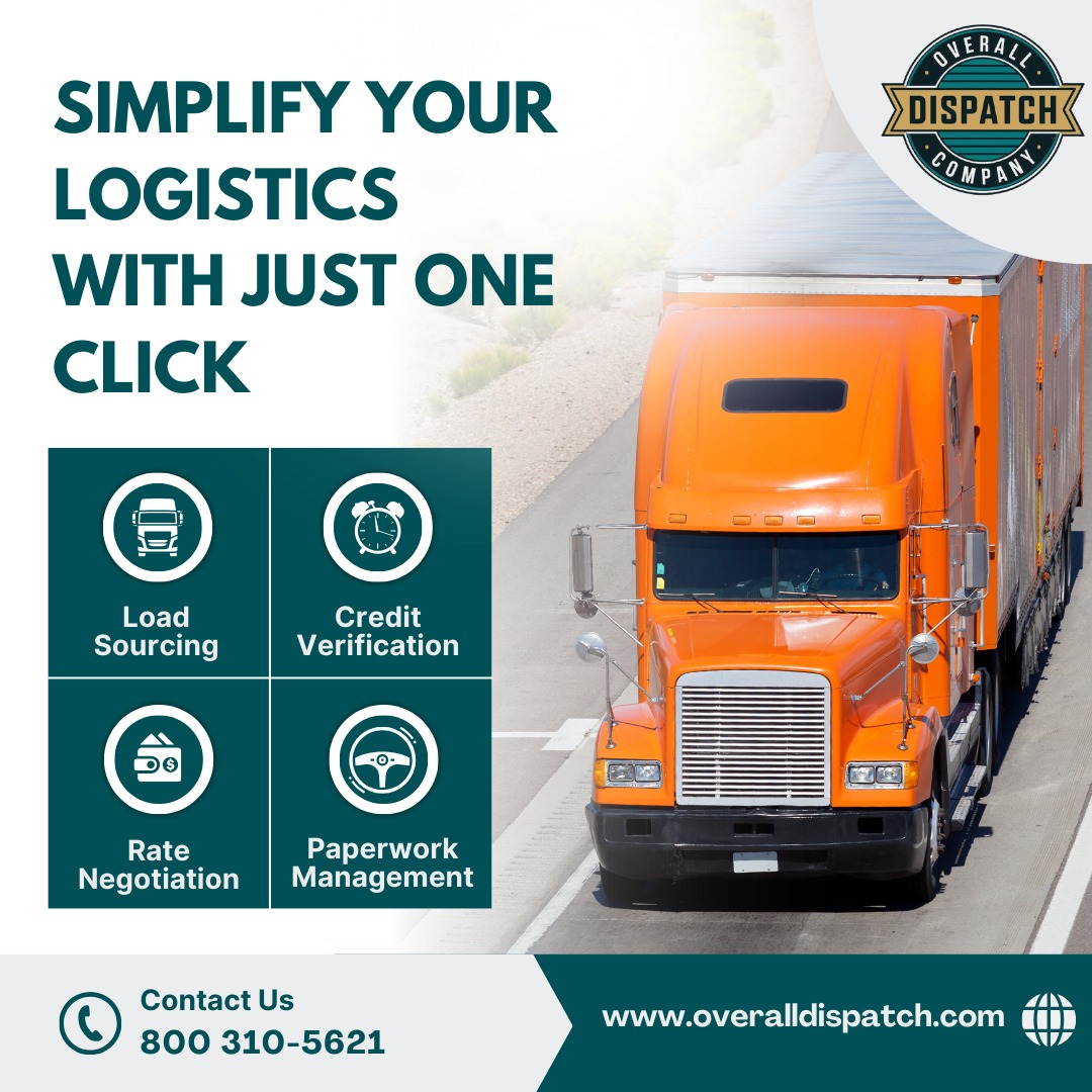 OverallDispatch's tweet image. LOGISTICS WITH JUST ONE CLICK 🚛
Simplify your operations with our all-in-one logistics solutions:
✅ Load Sourcing
✅ Credit Verification
✅ Rate Negotiation
✅ Paperwork Management
💼 Focus on driving while we handle the rest!
#LogisticsSolutions #DispatchServices