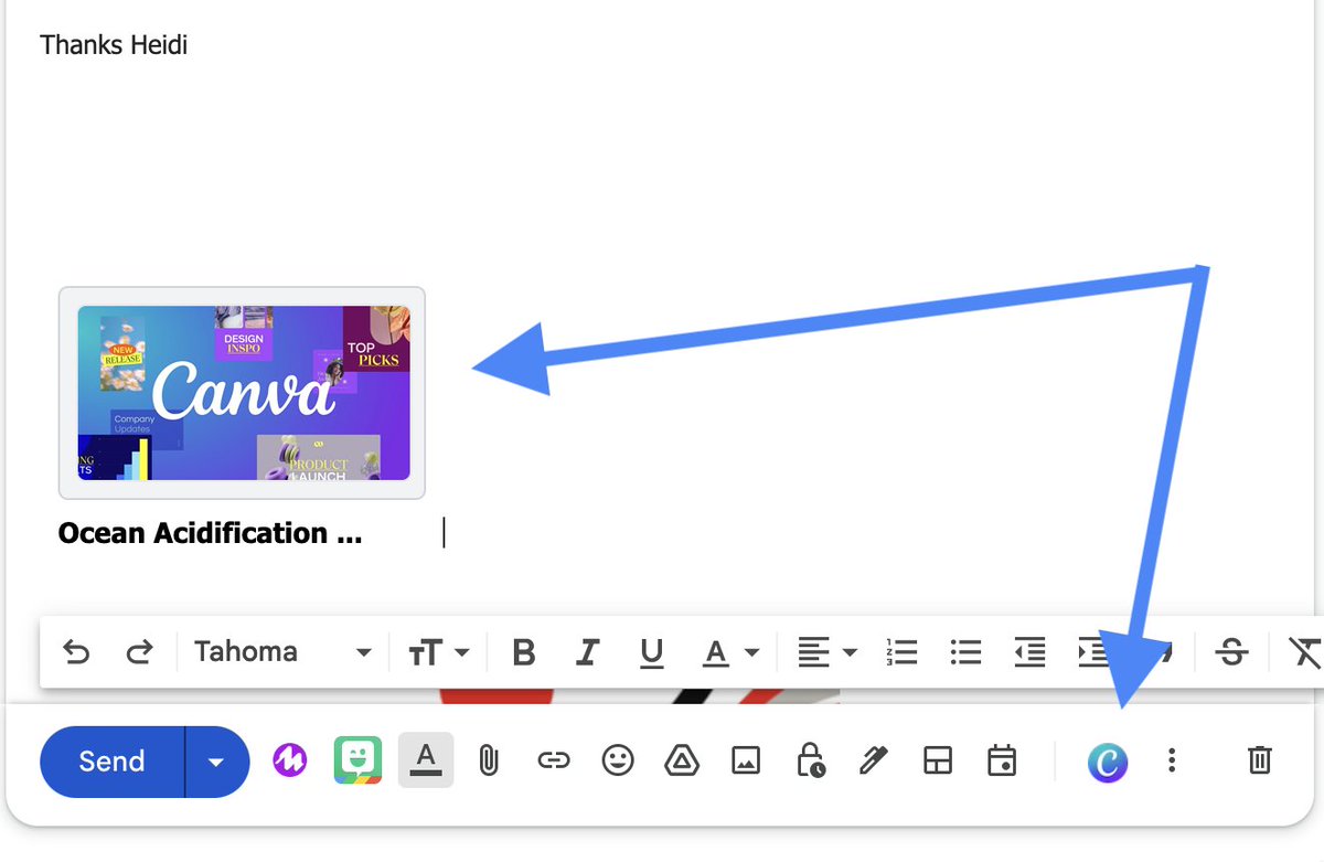 Craig Sheil (@csheil) on Twitter photo #CanvaEDUTip If you get the Canva Addon for Google Workspace, you can easily reference files in an email by selecting the Canva Icon in the bottom tool bar of Gmail hashtag #CanvaEDU #bhstech222 #nhed <a href="/CanvaEdu/">Canva for Education</a> #CanvaEDUTip If you get the Canva Addon for Google Workspace, you can easily reference files in an email by selecting the Canva Icon in the bottom tool bar of Gmail hashtag #CanvaEDU #bhstech222 #nhed <a href="/CanvaEdu/">Canva for Education</a>