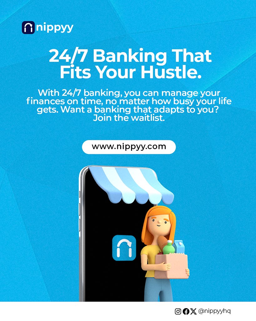 nippyyverse's tweet image. 24/7 Banking That Fits Your Hustle.
Your hustle doesn’t stop, and neither does Nippyy.
With 24/7 banking, you can manage your finances on time, no matter how busy your life gets.
Want banking that adapts to you?
Join the waitlist, Link in bio.