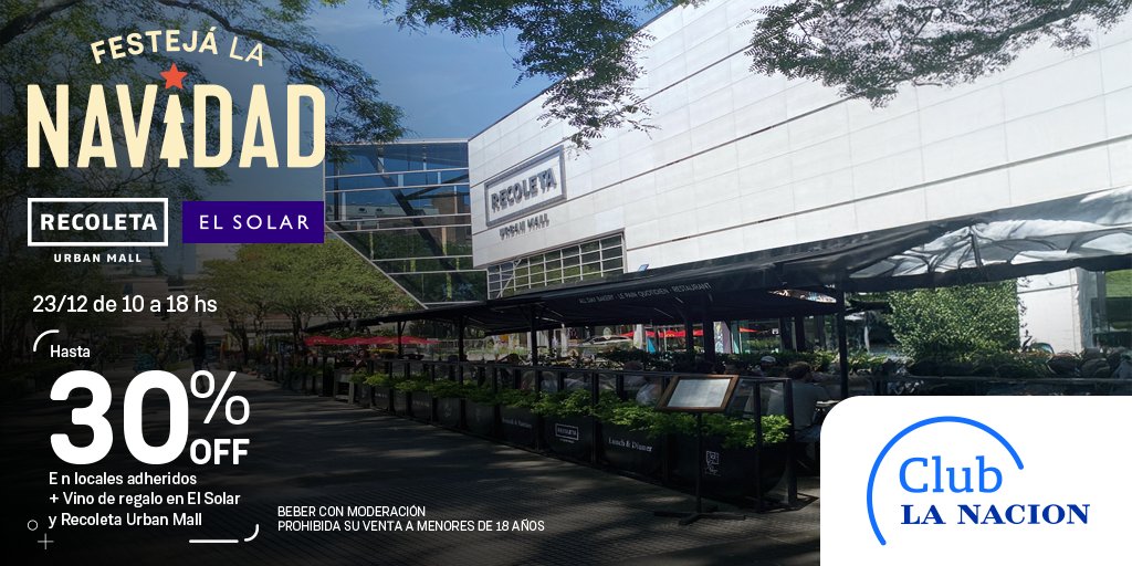 clubln's tweet photo. ¡Especial Navidad en #ELSOLAR y #RECOLETAURBANMALL! 🤩
➡️ https://t.co/lBrqHZmnrR
El 23/12 de 10 a 18hs, disfrutá hasta un 30% Off en locales adheridos. 🎁 Con tu compra superior a $25.000 pasá por nuestro stand y llevate un vino de regalo de Bonvivir! 🩵

#elsolarshopping #recoletaurbanmall #beneficiosclubln #clubln #clublanacion #lanacion