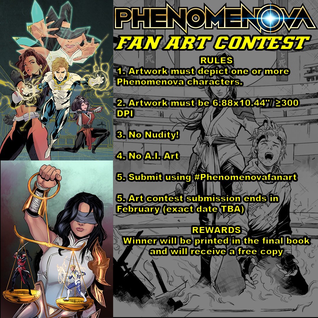 VaughnMColeman's tweet photo. Did you guys know that I have a #phenomenovafanart contest going? Well I do. I also have a horror anthology book that I’m doing with @AliSanguis #RIPbook that you can submit artwork for. So if you’re an artist get on it! Submission form for Reapers In Pursuit can be found on my website ⬇️
