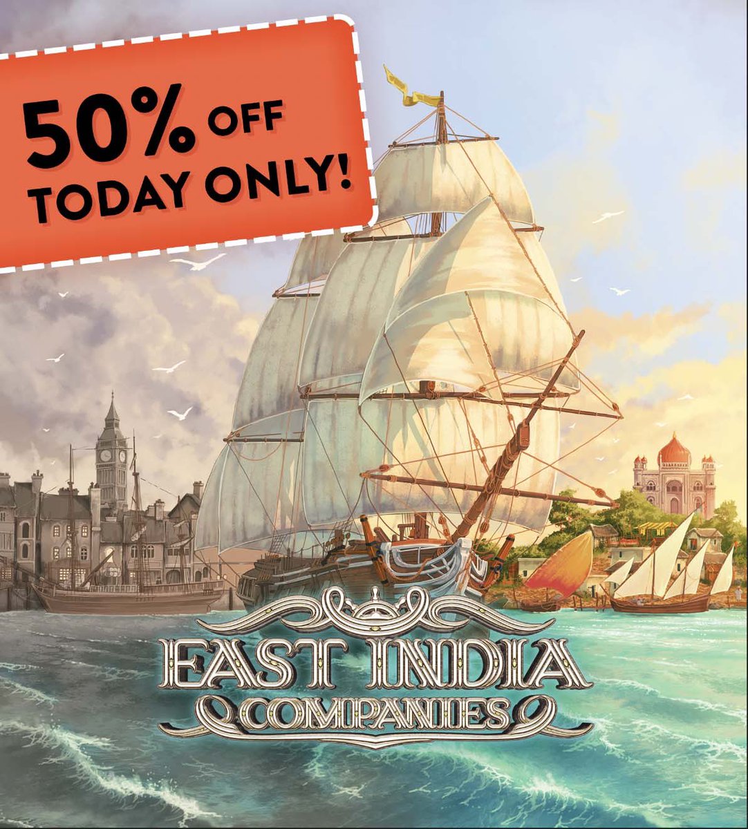 Perhaps our best deal of the month: 50% OFF East India Companies! This is a beautiful game of strategic trade and exploration. Players manage their resources, and make strategic alliances to become the most powerful trading company in the East Indies.
rnrgames.com