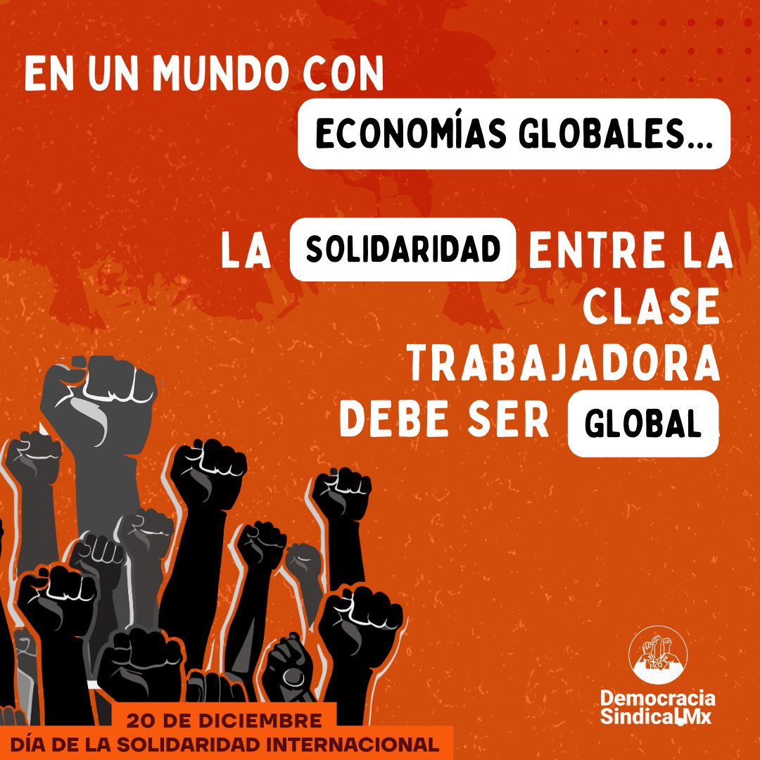 #BuenosYSindicalistasDías
¡Sin la clase trabajadora nada! ✊
Hoy en el Día de la #Solidaridadinternacional apostemos por trabajos y condiciones dignas para todas las personas trabajadoras, sin importar en que lugar del mundo estén. 🔥🌎
#SolidarityDay