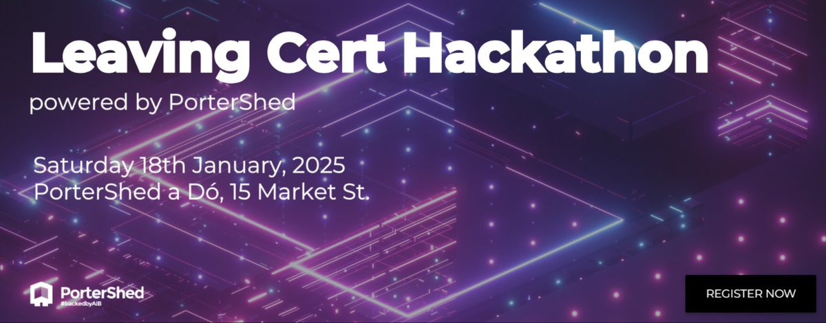 Attention Computer Science teachers! Leaving Cert Hackathon. A unique event to foster creativity, collaboration &amp; programming skills among 6th Year Computer Science students. Time: 09:00 - 18:00 Date: Sat. 18th Jan. 2025
Location: The PorterShed2, Galway
portershed.clr.events/event/137497:l…