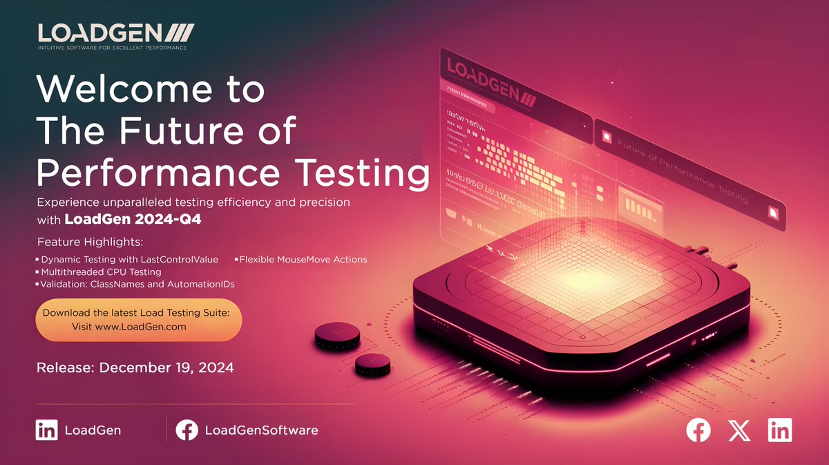 LoadGenSoftware's tweet image. 🚀 LoadGen 2024-Q4 IS HERE! Break barriers with smarter workflows, blazing speed &amp;amp; ultimate precision. 

🌟Upgrade NOW: LoadGen.com 

#GameChanger #LoadGen #LoadTesting #PerformanceTest #VDI #VirtualDesktop #AzureVD #WebTesting #Functionaltesting #Innovation #Pioneer