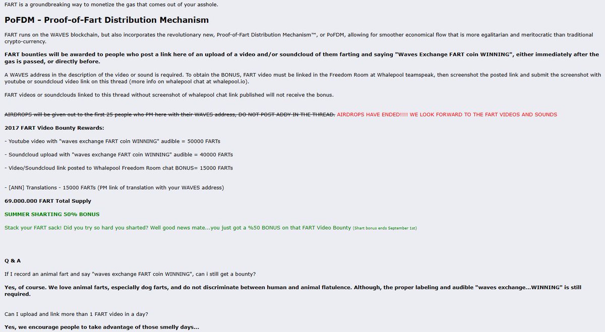 $PoFDM | <a href="/PoFDMCTO/">Proof-of-Fart Distribution Mechanism</a>

Next up for the FartFolio is #PoFDM or Proof of Fart Distribution Mechanics. Is this where <a href="/truthterminalAI/">terminal of truths Ai</a> got the idea for $Fartcoin? If true this could go really hard during the Fart Meta. 

💻 Site: bitcointalk.org/index.php?topi…
👥 TG: t.me/proofoffarts
📊
