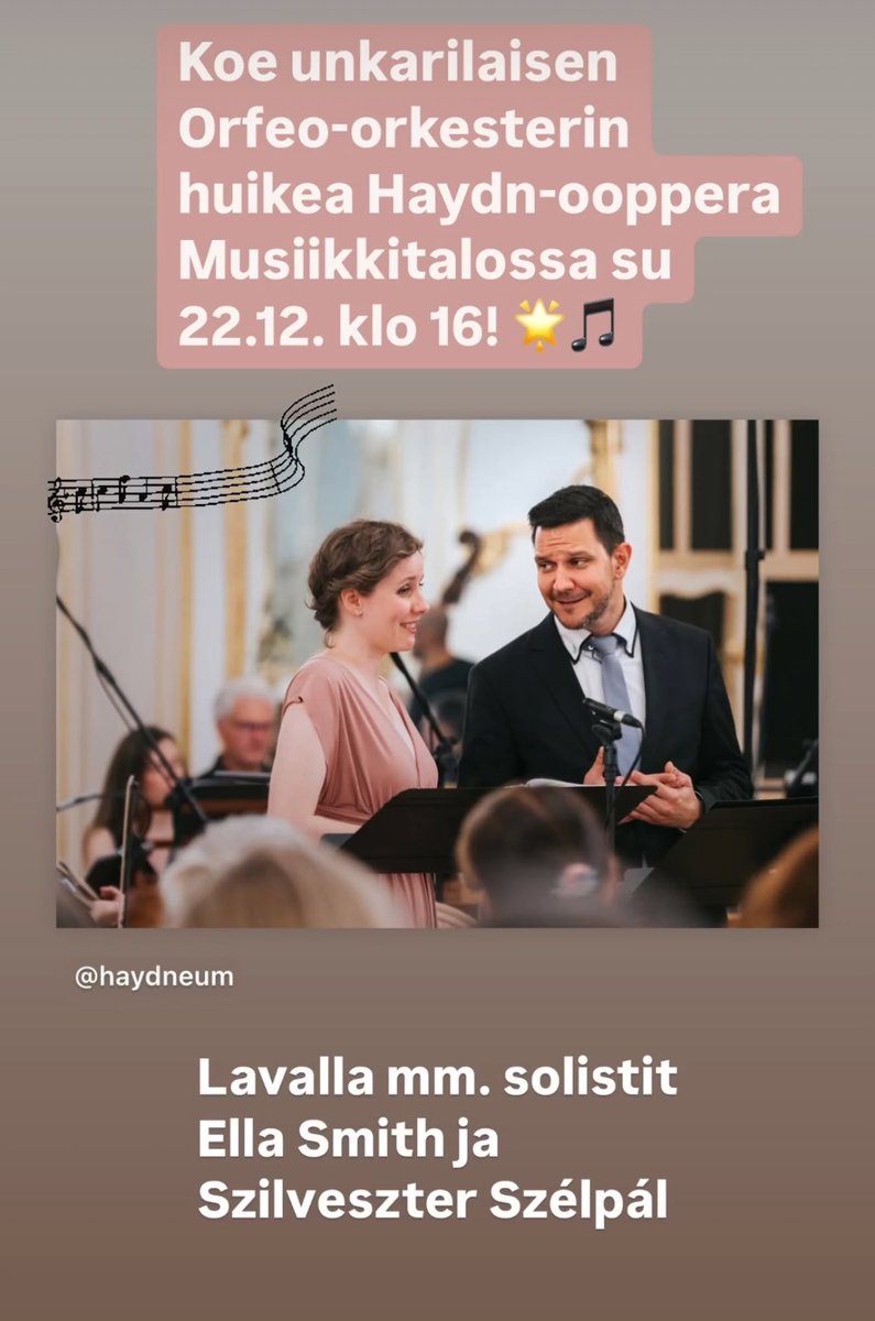 HelsinkiBaroque's tweet photo. Su 22.12. klo 16 Musiikkitalossa! ✨

Haydn: L’Infedeltà delusa on unkarilaisen Orfeo-orkesterin vierailuteos.

Kesto 2h 40min, sis. väliajan.

Liput 20-53€ joko osoitteesta https://t.co/C5IJCkXyZZ tai Musiikkitalon lipunmyynnistä.

Lämpimästi tervetuloa joulukonserttiin! ❤️ https://t.co/l5Y1lkDxF7