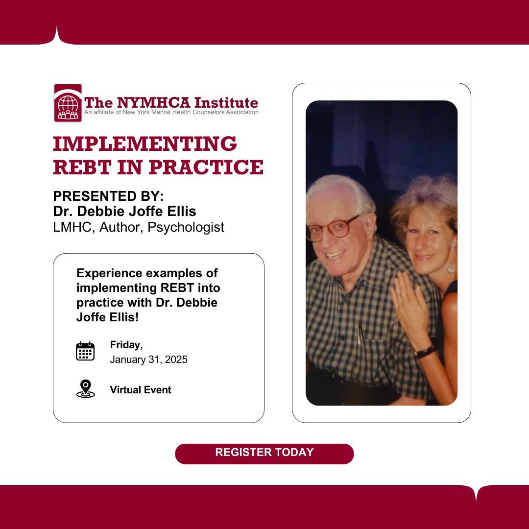 🧠✨ Mark your calendars for an insightful workshop on January 31, 2025. Dr. Debbie Joffe Ellis will be presenting a workshop on Implementing REBT In Practice. Dive into Rational Emotive Behavioral Therapy Practices and don't miss out on this opportunity!
buff.ly/401q7vQ