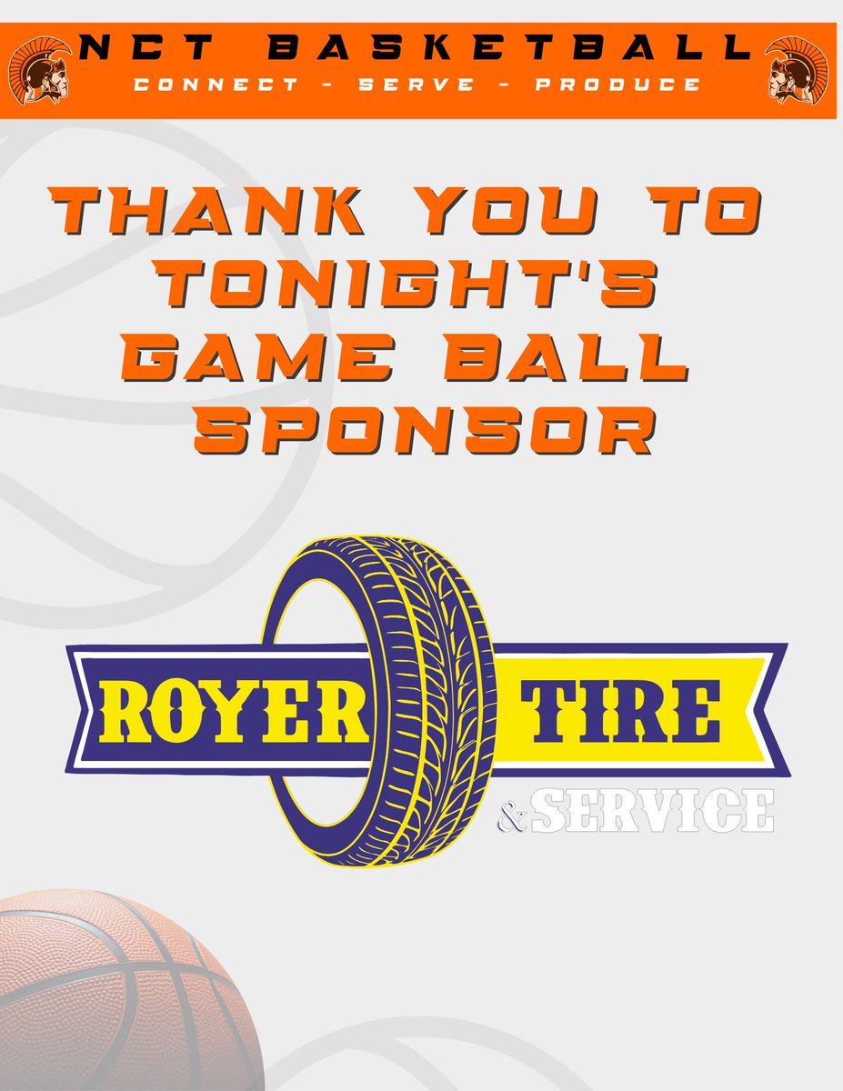 Thank you Royer Tire &amp; Service for being tonight game ball sponsor ⚫️🟠🏀