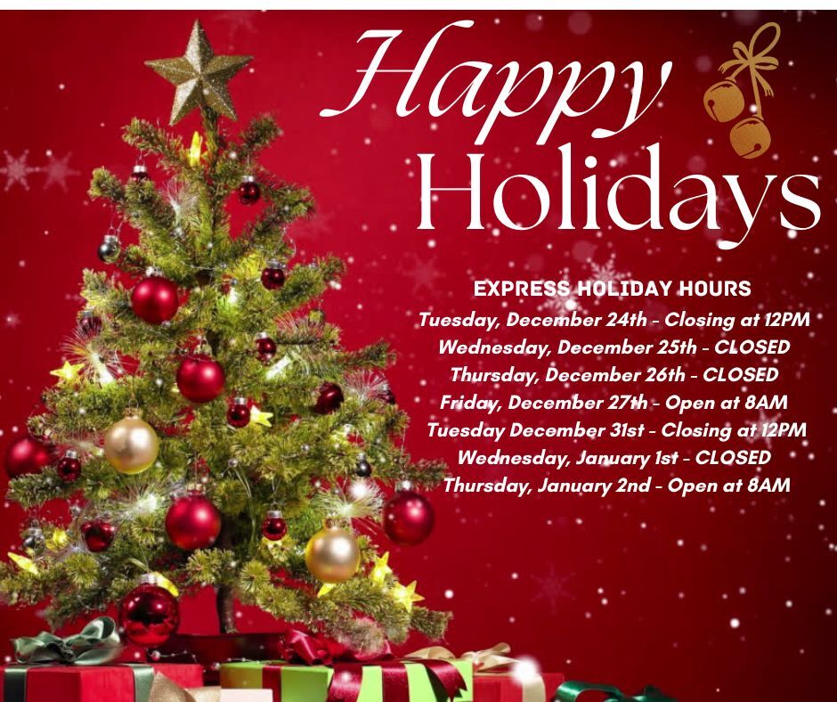 expresskw's tweet image. 🎄 Happy Holidays from All of Us at Express Employment! 🎄
Our office will be closed over the holidays to celebrate with our loved ones.
Thank you for a wonderful year! Wishing you a joyful holiday season and a Happy New Year! ✨