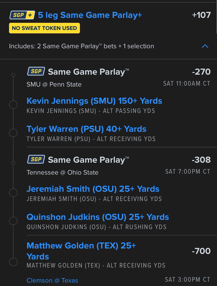 BetBossSports's tweet photo. 🚨#CFBPlayoff Round 1 Bets🚨
💰IND/ND SGP +135 FD
💰FD No Sweat +107
🔒DK Game Parlay +552 only available for VIPs @winible - sign up here👇🏻
💎 https://t.co/Lv2IGgS5PN💎
🔥I’ve given away 20 units this last week alone! We are staying hot AF this weekend🔥
#CFB #GamblingX #collegefootball #NCAAF #NCAA #NCAAFootball #collegebets #CFBPicks