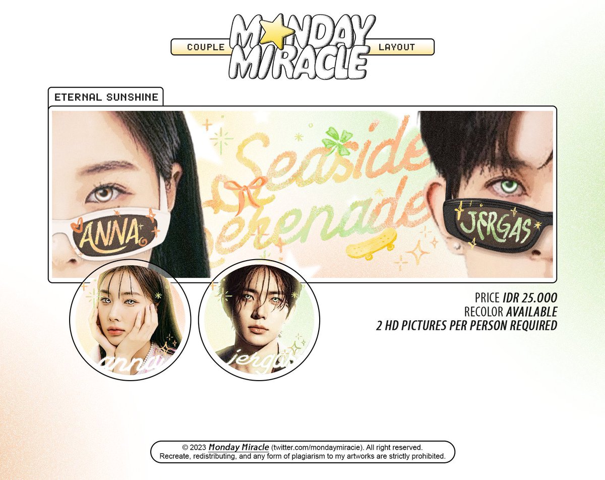 ⠀ 

- LAYOUT FROM x.com/mondaymiracIe COUPLE VERS. (Pic attached) 
- MANIP FROM x.com/mondaymiracIe (2 PERSON) 

⠀