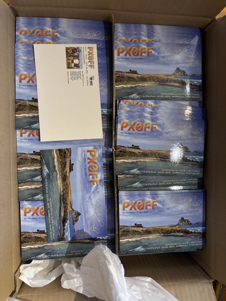 Sven Lovric (@dj4mx) on Twitter photo The #PX0FF QSLs just arrived.
Now onto labelling.
Envelopes and Labels already printed.
<a href="/DX_World/">DX World.net</a>
<a href="/DAILYDX/">The Daily DX</a> The #PX0FF QSLs just arrived.
Now onto labelling.
Envelopes and Labels already printed.
<a href="/DX_World/">DX World.net</a>
<a href="/DAILYDX/">The Daily DX</a>