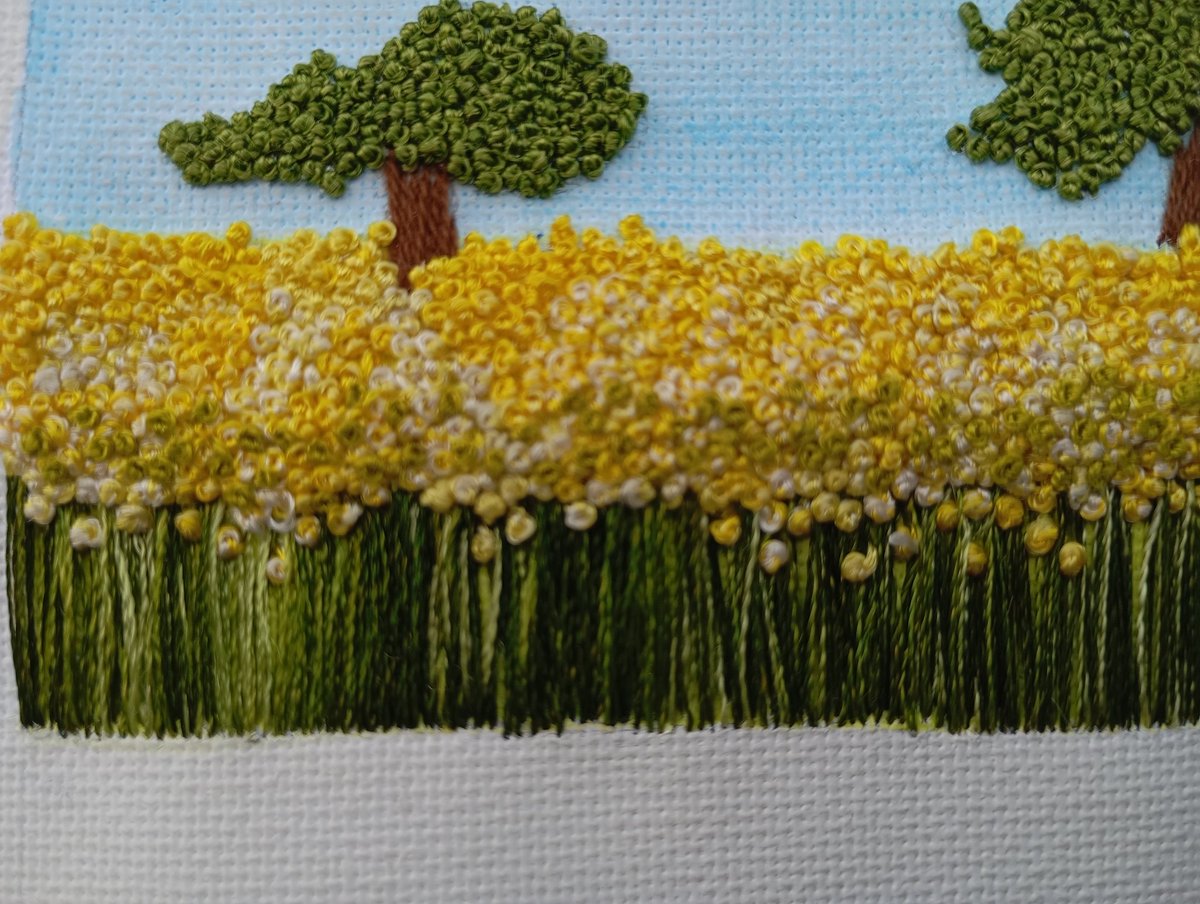 Canola plantation hand embroidered thread painting. <a href="/zollz/">Zollz</a> hopeful I've done justice to your picture.