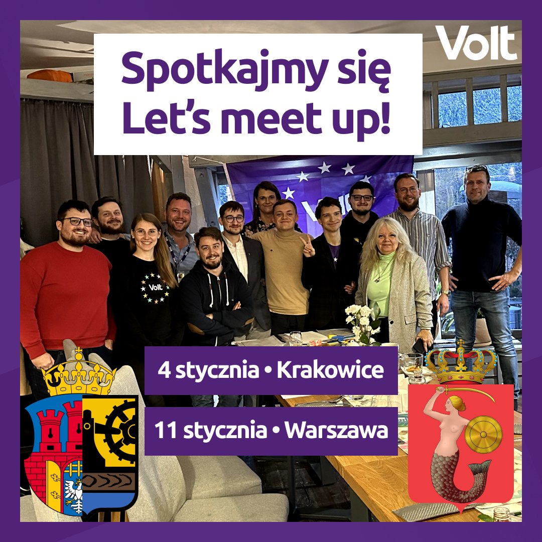 VoltPoland's tweet photo. W Volt wierzymy, że tylko działając wspólnie możemy stawić czoła globalnym wyzwaniom! 🌍 Dołącz do nas na otwartych spotkaniach w Krakowie (4 stycznia) i Warszawie (11 stycznia), poznajmy się! 🇪🇺💪
Wydarzenia w komentarzach! 🔗👇
#StrongerTogether #Volt #MeetVolt #UnitedEurope https://t.co/cbVU1YF4Wb