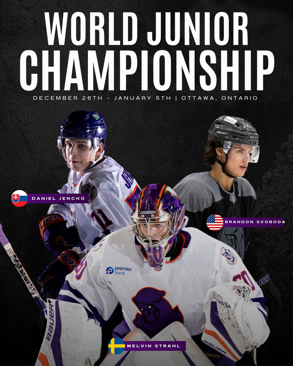 Can’t wait to cheer on our own Melvin Strahl representing Team Sweden, along with former Phantoms Daniel Jencko (Team Slovakia) and Brandon Svoboda (Team USA), as they compete at the 2025 World Junior Championship next week!

Best of luck guys! 🇸🇪 🇸🇰 🇺🇸

#youngstownphantoms |