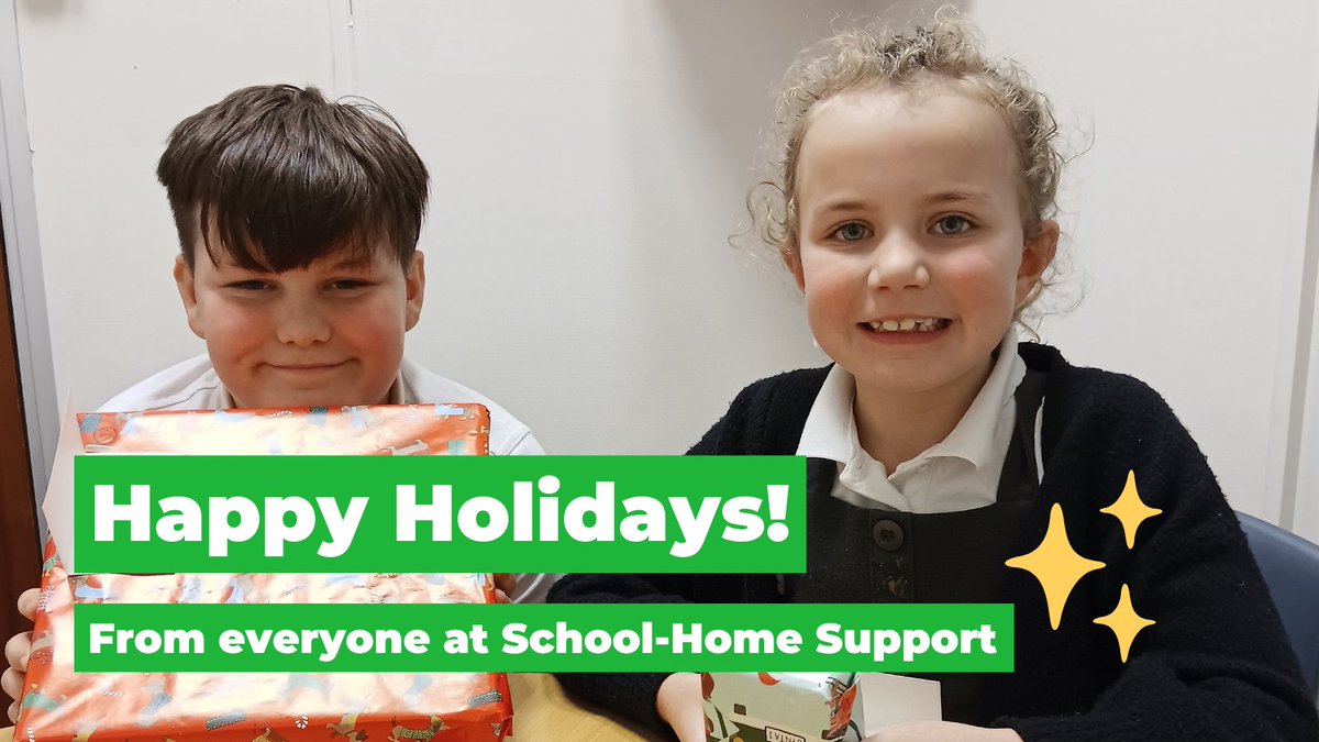 A very happy holidays from School-Home Support. Christmas can be a particularly challenging time for many of the families we support &amp; your continued support &amp; interest in our work means that we can be there for them when they need us most. We wish everyone a restful break.💚