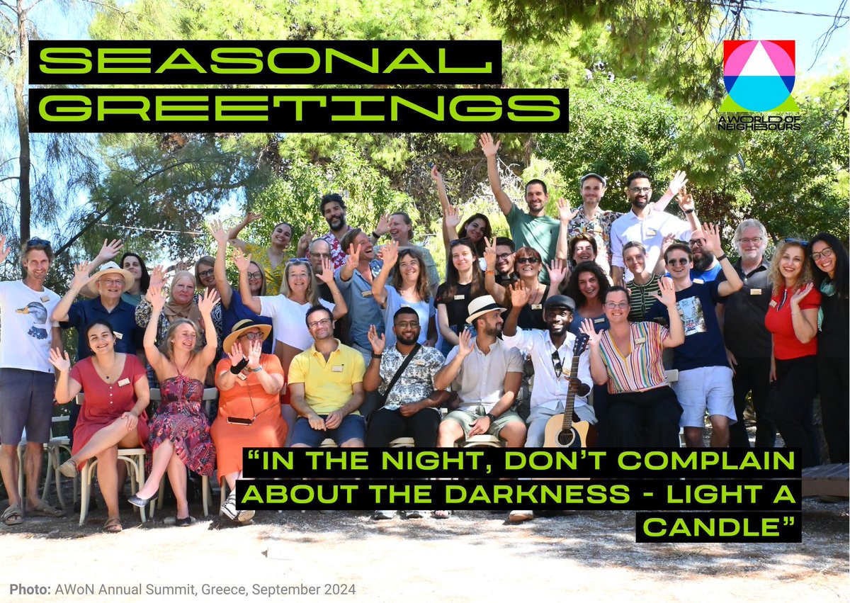 awon_program's tweet image. Dear Friends,

The past year has required a steep learning curve from all of us and asked for a lot of resilience. A true "world of neighbours" is still far. So let's travel together.

All of us at AWoN address you our warmest seasonal greetings!