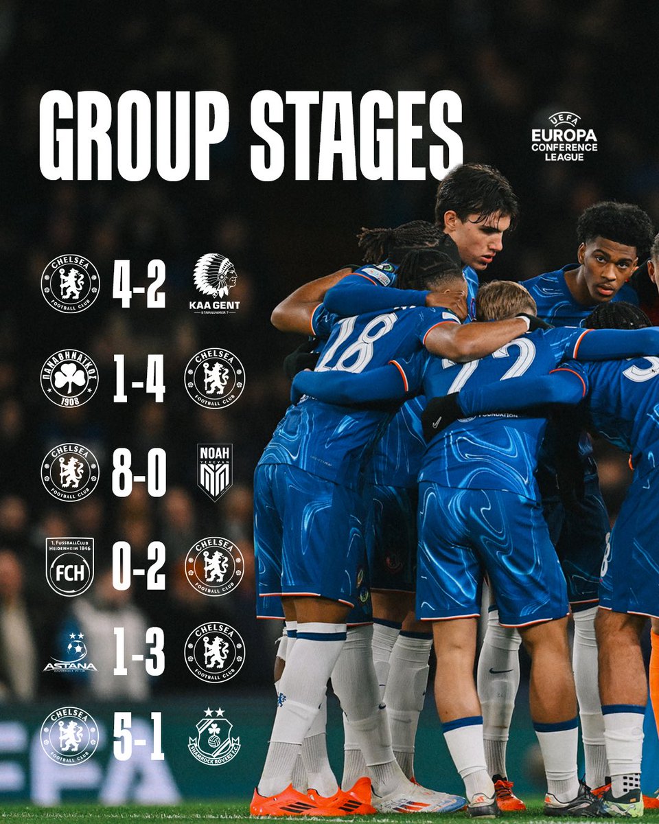 ChelseaFC's tweet photo. Kicking off a European campaign with six consecutive victories for the first time in our history. 

Enzo Maresca’s Chelsea. ✨

#CFC | #UECL https://t.co/g1x3gnHgVv
