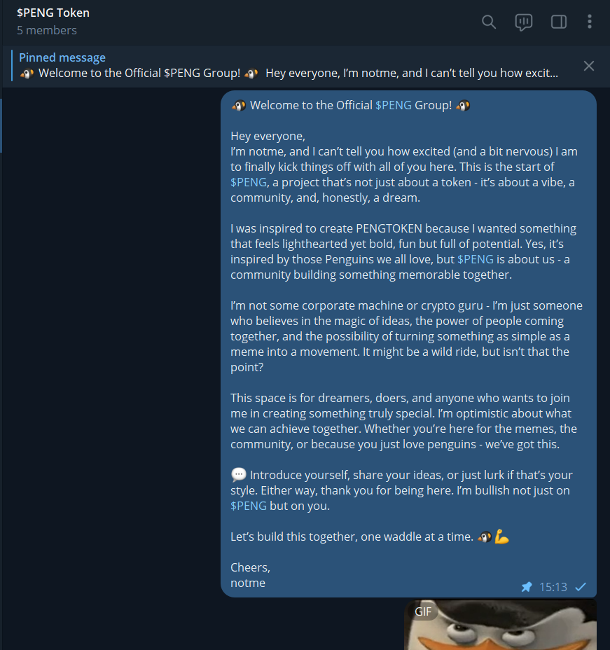 peng_on_eth's tweet photo. a heartfelt welcoming message from our creator and supreme spiritual leader and mastermind @notmehdv 

🚨JOIN OUR TELEGRAM https://t.co/KLUxUJx8EP

#peng #memecoin #crypto #ethereum https://t.co/BGBFpzNYRG