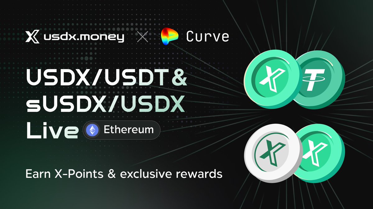 StablesLabs's tweet photo. https://t.co/t2K7PBpsG4 Launches LP on @CurveFinance for ETH Users!

📊 Liquidity Pools:
USDX/USDT: https://t.co/KdVxYXzvZV

sUSDX/USDX: https://t.co/1QgKK7PExx

💰 Benefits:
🔹Earn rewards while providing liquidity.
🔹Collect X-Points for exclusive perks.
🔹Enjoy additional LP rewards to maximize your earnings!

Join now and start growing your rewards today!