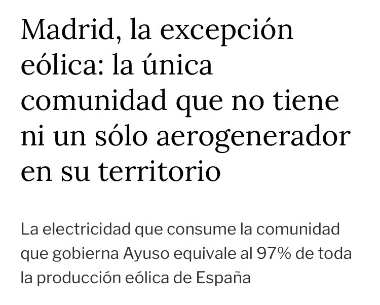 Que alguén lle explique á señora Ayuso que as rexións que non xeneren enerxía renovable non poden ter industria electrointensiva, porque non nos podemos permitir perder un 17% de enerxía no transporte…🤷🏻‍♂️🤷🏻‍♂️🤷🏻‍♂️