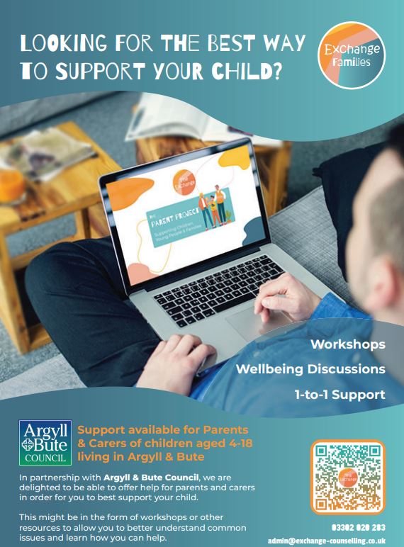 ArgyllButeEPS's tweet photo. We are pleased to launch Parent Project in Argyll and Bute. This is available for parents and carers who are concerned about their child’s wellbeing via online and face to face workshops, wellbeing discussions, and one-to-one sessions.
Book now: https://t.co/htZFY8QX7B https://t.co/LTbuvI5Ffz