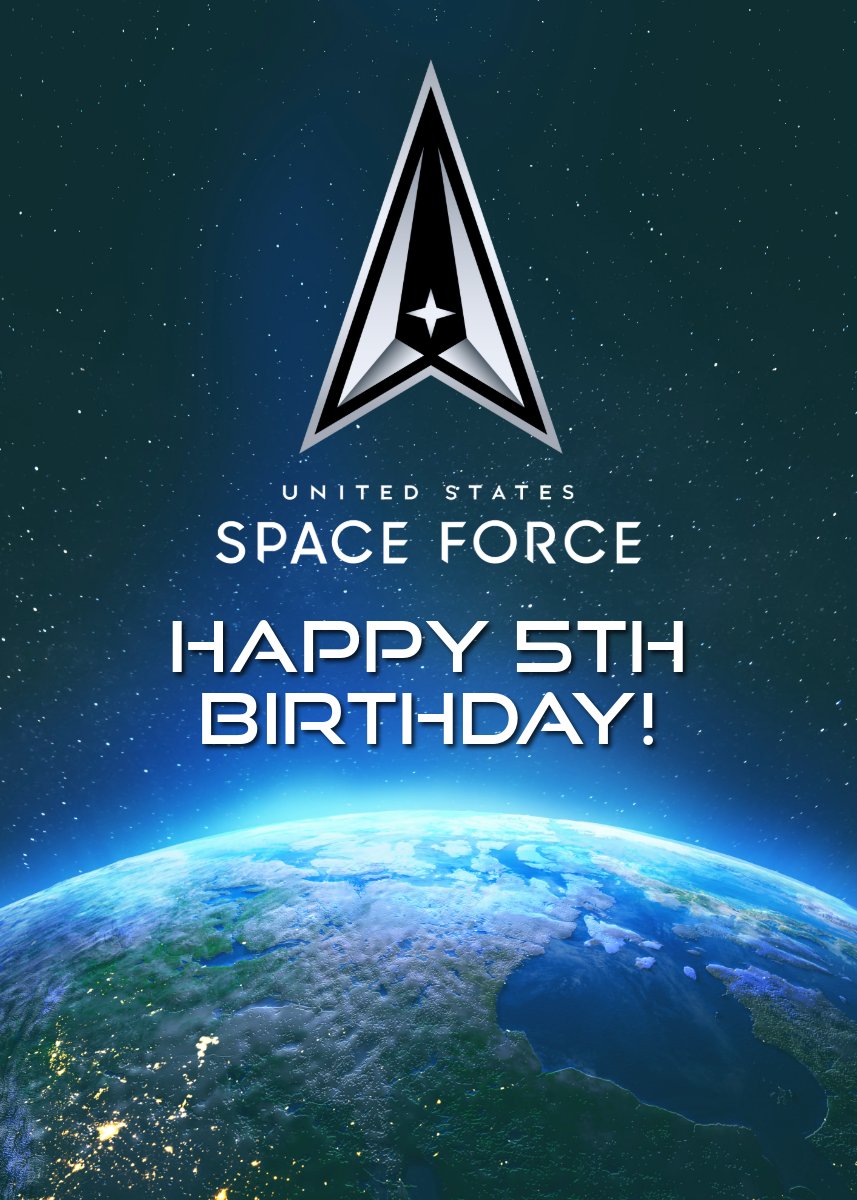 Official_SEAC's tweet photo. Happy 5th Birthday to the @SpaceForceDoD! In just five years, Guardians have started an extraordinary legacy of character, connection, and commitment that has solidified the Space Force as an indispensable part of our national defense. #SemperSupra!

#Birthday #JointForce #DoD https://t.co/GkNbEAtA7C