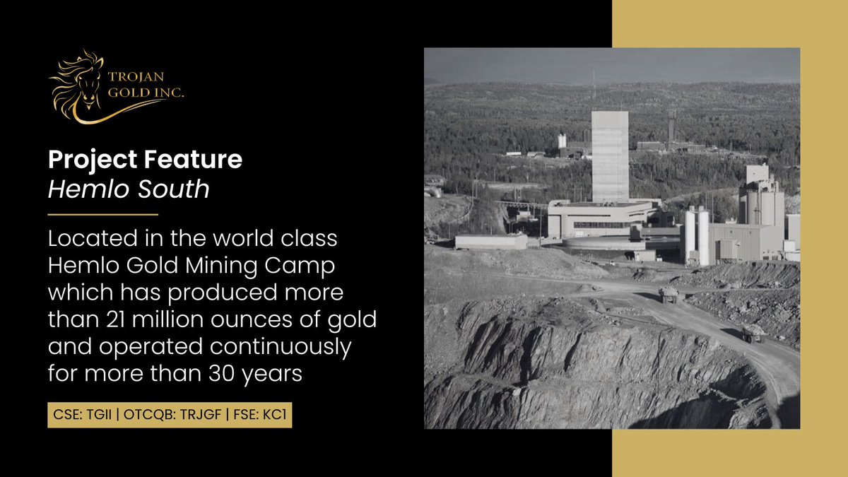 TrojanGoldInc's tweet photo. 📍 Our Hemlo South Property is in the Hemlo Gold Mining Camp, which has produced more than 21 million ounces of gold &amp; operated for 30+ years

About the project 👉 https://t.co/nxK0MzRBVK
 
🇨🇦 $TGII 🇺🇸 $TRJGF 🇩🇪 FSE: KC1
#goldmining #mininggold #goldstocks #goldexploration https://t.co/fGBlFWsBig