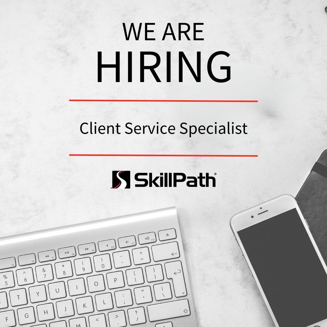 SkillPath's tweet image. We’re looking for a Client Service Specialist—someone who thrives on building relationships, solving problems, and exceeding client expectations. 
If that’s you, we’d love to connect! bit.ly/402m9TH

#JobAlert #ClientServices #WereHiring #NowHiring #ClientServicesJobs