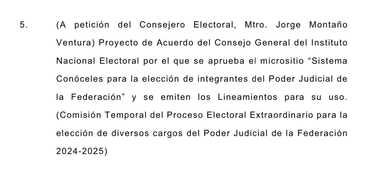 🚨⚠️ HOY SE APRUEBA ESTE MICROSITIO 

El Consejo General del INE aprobará el “Sistema Conóceles para la elección de integrantes del Poder Judicial de la Federación”

Este micrositio dará a conocer los perfiles de las personas aspirantes a ocupar un cargo para la elección judicial