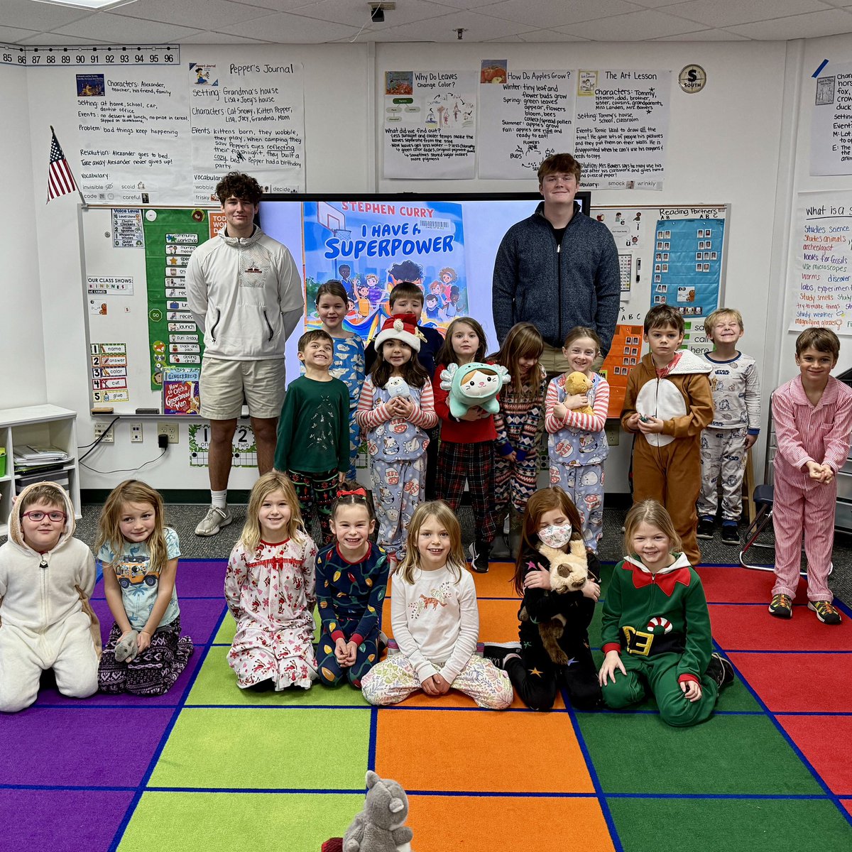 DreadStrong's tweet photo. Mystery readers who are double the size are double the fun for our K-2 classes today! Our varsity boys basketball team read them a book written by NBA player Steph Curry and also invited them all to the doubleheader against Chelsea tonight at DHS! 🏀🏀 #BeatChelsea https://t.co/pi8tJF3UtH