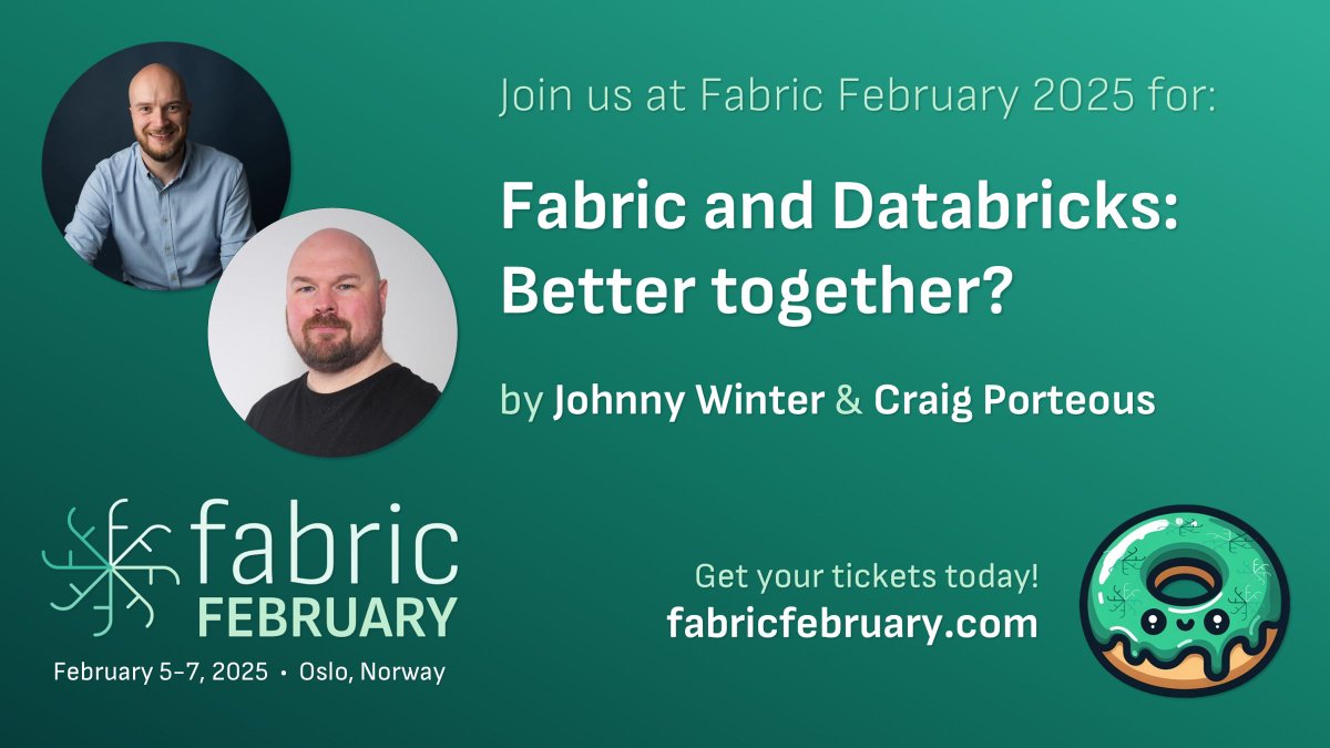 2025 is heating up already!

I'm speaking at #FabricFebruary in Oslo on the 6th Feb. I'll be exploring how, why, and when you should bring #MicrosoftFabric and #Databricks together...and the answer isn't just "it depends"...promise!

Follow me on Bluesky @ cporteous.bsky.social