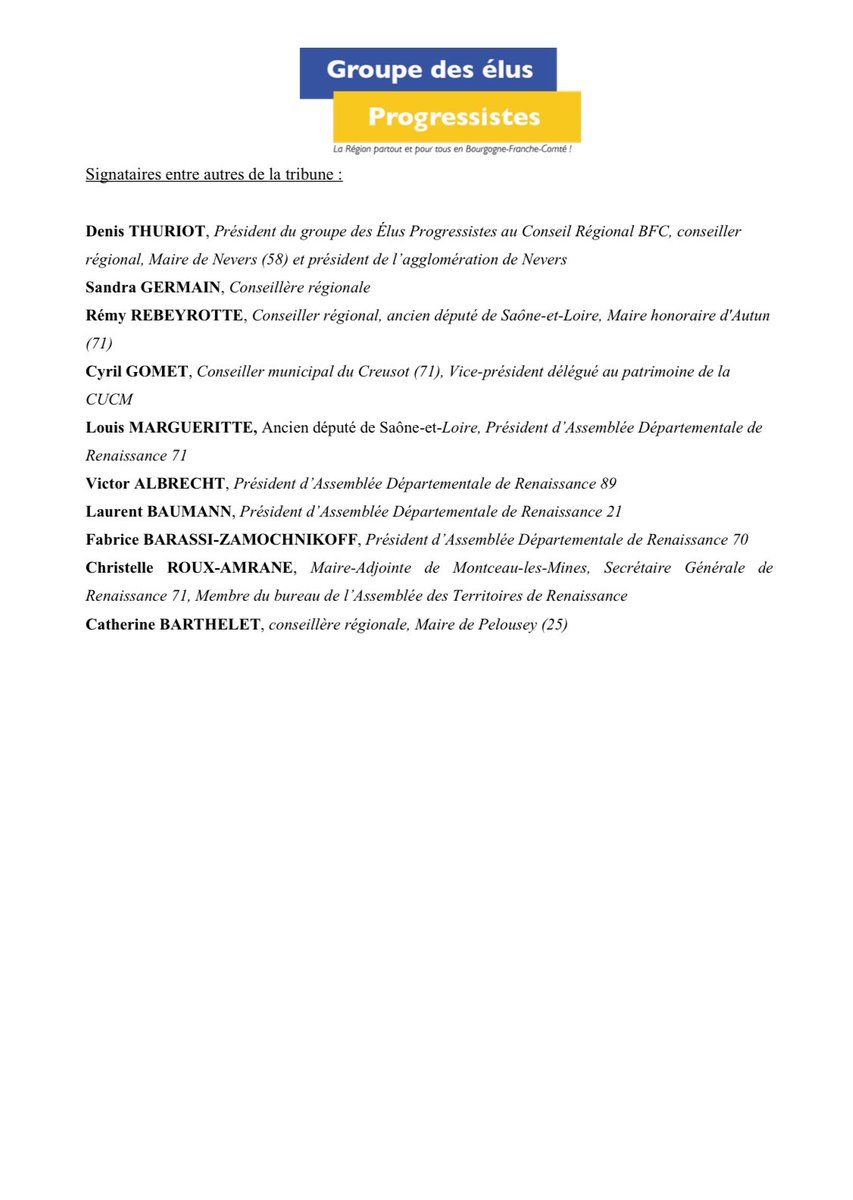 Renaissance Saône-et-Loire (@renaissance_71) on Twitter photo Renaissance Saône-et-Loire exprime, aux côtés des élus Progressistes de la région BFC, sa profonde indignation face aux révélations publiées par <a href="/Lesjoursfr/">Les Jours</a> concernant les députés RN <a href="/A_Dutremble/">Aurélien Dutremble</a> et <a href="/ArnaudSa3/">Arnaud Sanvert</a>.
Jamais nous ne laisserons la haine gangrener notre territoire ! Renaissance Saône-et-Loire exprime, aux côtés des élus Progressistes de la région BFC, sa profonde indignation face aux révélations publiées par <a href="/Lesjoursfr/">Les Jours</a> concernant les députés RN <a href="/A_Dutremble/">Aurélien Dutremble</a> et <a href="/ArnaudSa3/">Arnaud Sanvert</a>.
Jamais nous ne laisserons la haine gangrener notre territoire !